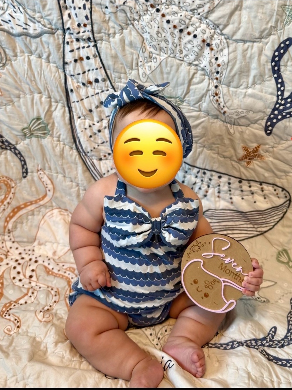 SET Kate Quinn Sea Water Halter Bumble & Flight Hat Romper 6-12 Months